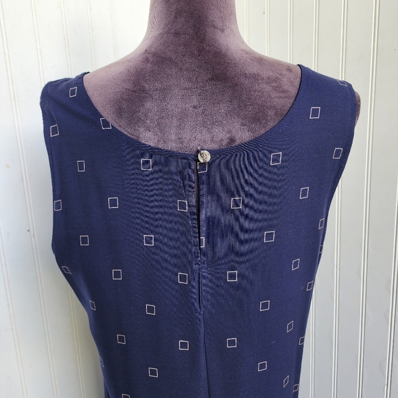 Christopher & Banks Womens Navu Blue Tan Geo Print Dress Sleeveless Midi Maxi 12 - Picture 6 of 12